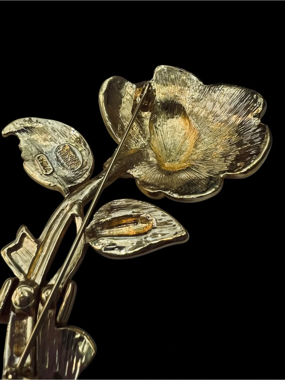 Nolan Miller Glamour Collection Gold Tone Rose Brooch VTG